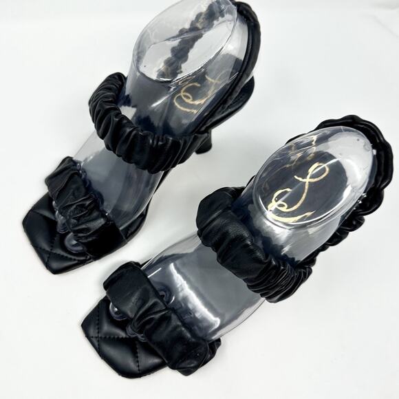NEW Sam Edelman Marlena Black Ruched Leather Slingback Sandals Size 6, MSRP $140 - Picture 5 of 12
